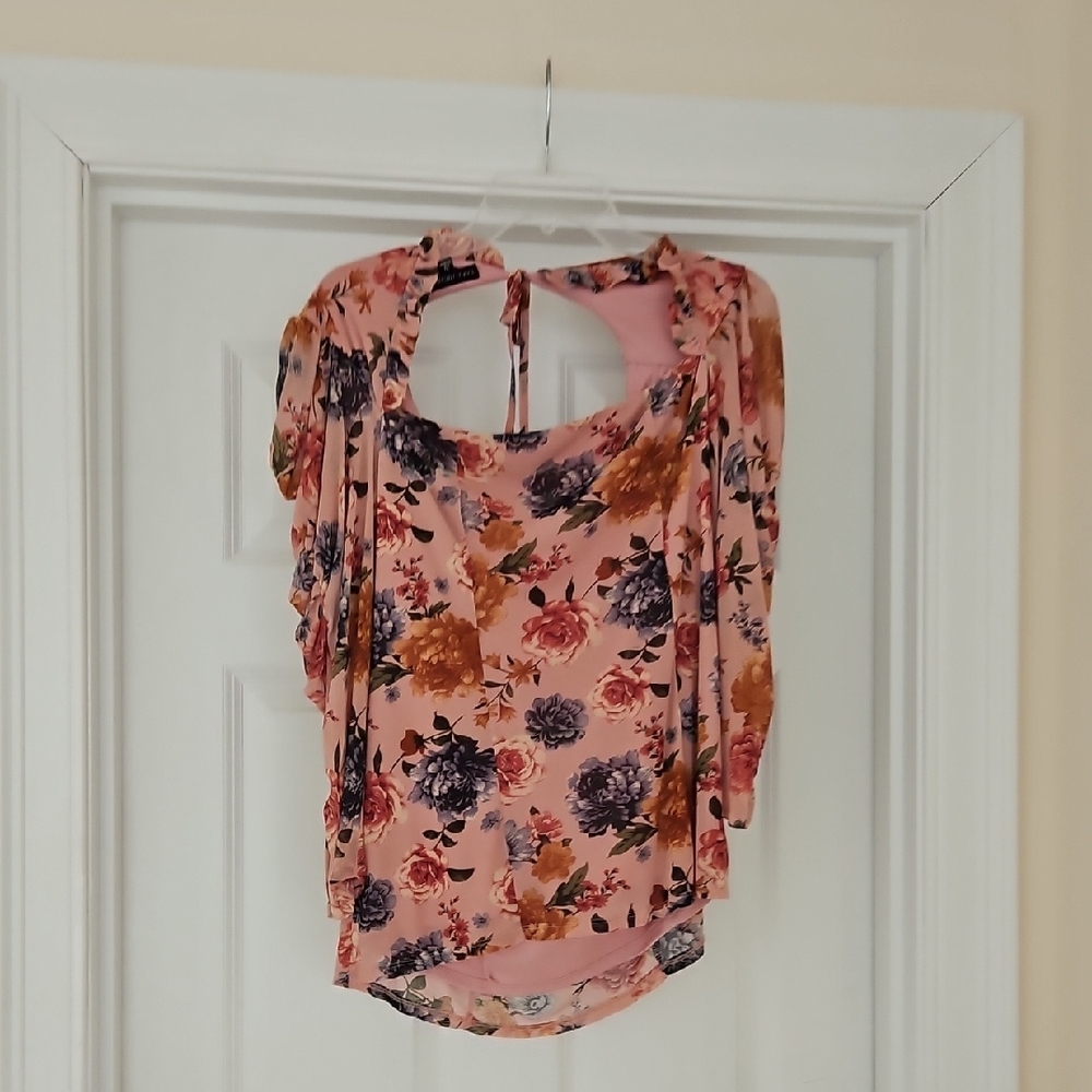 Sara Michelle Floral Blouse - Pink, Purple, and Brown